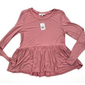 Hooked Up Babydoll Blouse Top Small Pink Rose‎